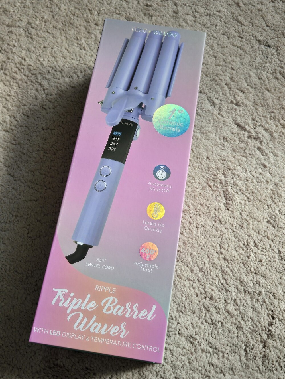 Luxe + Willow Lavender Triple Barrel Waver